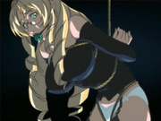 Tied up anime blondie gets tortured