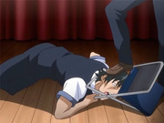Anime girl caught in a stranglehold