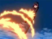 Anime redhead fights girl with fire