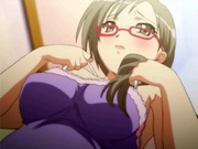 Hentai babe with glasses shows tits