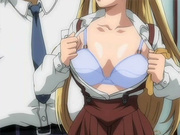 Big titted anime blondie gets naked