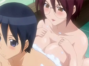 Big titted anime girl in the shower