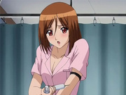 Horny anime nurse fingers her pussy