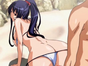 Hentai babe in bikini fucked on the beach