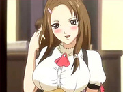 Cute hentai waitress with huge tits