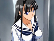 Cute anime schoolgirl in a swimsuit