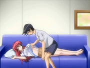 Anime redhead gets her tits fondled