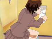 Anime girl licked on the toilet
