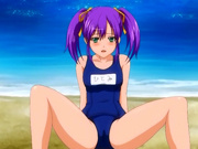Hentai girl in swimsuit on the beach