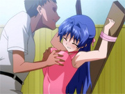Caught and tied up hentai teenie gets brutally gangbanged