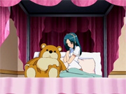 Hentai girl masturbating in bed with her teddy bear