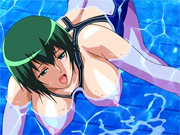 Big titted hentai babe in swimsuit gets fucked in the pool