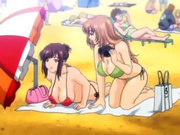 Two goddess hentai babe runs in public resort with no bra