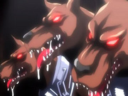 Three headed hentai monster dogs licking two sexy babe wet pussy
