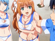 Big titted hentai girls in bikinis at the pool