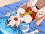 Blue haired hentai virgin gets fucked for the first time