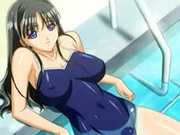 Big titted hentai schoolgirl in swimsuit