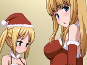 Two hentai girls in santa outfits gets fucked by guy