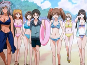 Hentai girls in bikinis on the beach