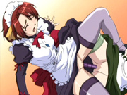 Two hentai maids dildoed eachothers and hot fucked by her master