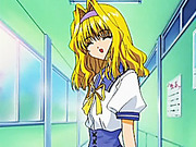 Blonde cute hentai schoolgirl in uniform