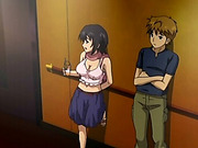 Hentai girl having a drink with guy