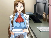 Big titted hentai babe with glasses