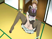 Japanese hentai maid self masturbation