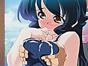 Hentai cutie in swimsuit gets fondled