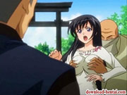 Busty hentai chick gets threesome fucked