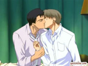 Hentai gay couple having a soft kiss