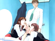 Hentai schoolgirls sucking stiff cock in the toilet