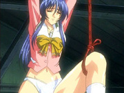 Tied up hentaibabe getting with a razorblade against her neck