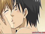 Two mature hentai guy having hot kiss