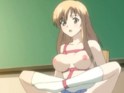 Bondage hentai sucking cock and cumming in her tits