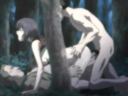 Japanese hentai cutie threesome fucked in the forest