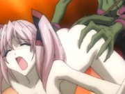 Cute anime gets monster fucked at her butt hole