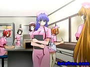 Horny hentai nurse plays with dildo