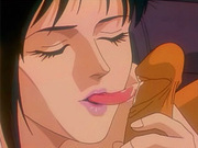 Black haired anime beauty swallows a big cock and moans when it pounds her deep