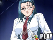 Anime schoolgirl shows off her huge breasts