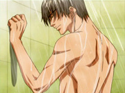 Hentai gay man taking a hot shower