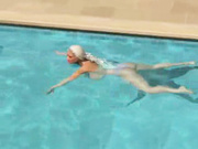 Huge titted hentai blondie in pool