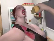 Fat hentai chick eats hamburgers