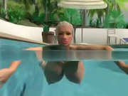 Huge titted naked hentai blondie in the pool