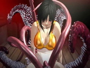 Hentai babe caught by tentacles
