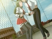 Anime schoolgirl gets fingered and fucked outdoors