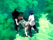 Hentai girl gets fucked and jizzed outdoors