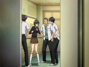 Hentai schoolgirl surrounded by guys