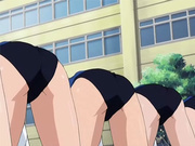 Hentai schoolgirls bending over in the gym class