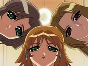 Three hot hentai girls over guy